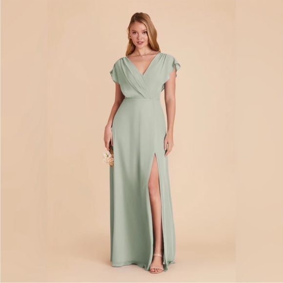 Birdy Grey Voilet Maxi Dress with Slit in Thyme Green - Picture 1 of 12